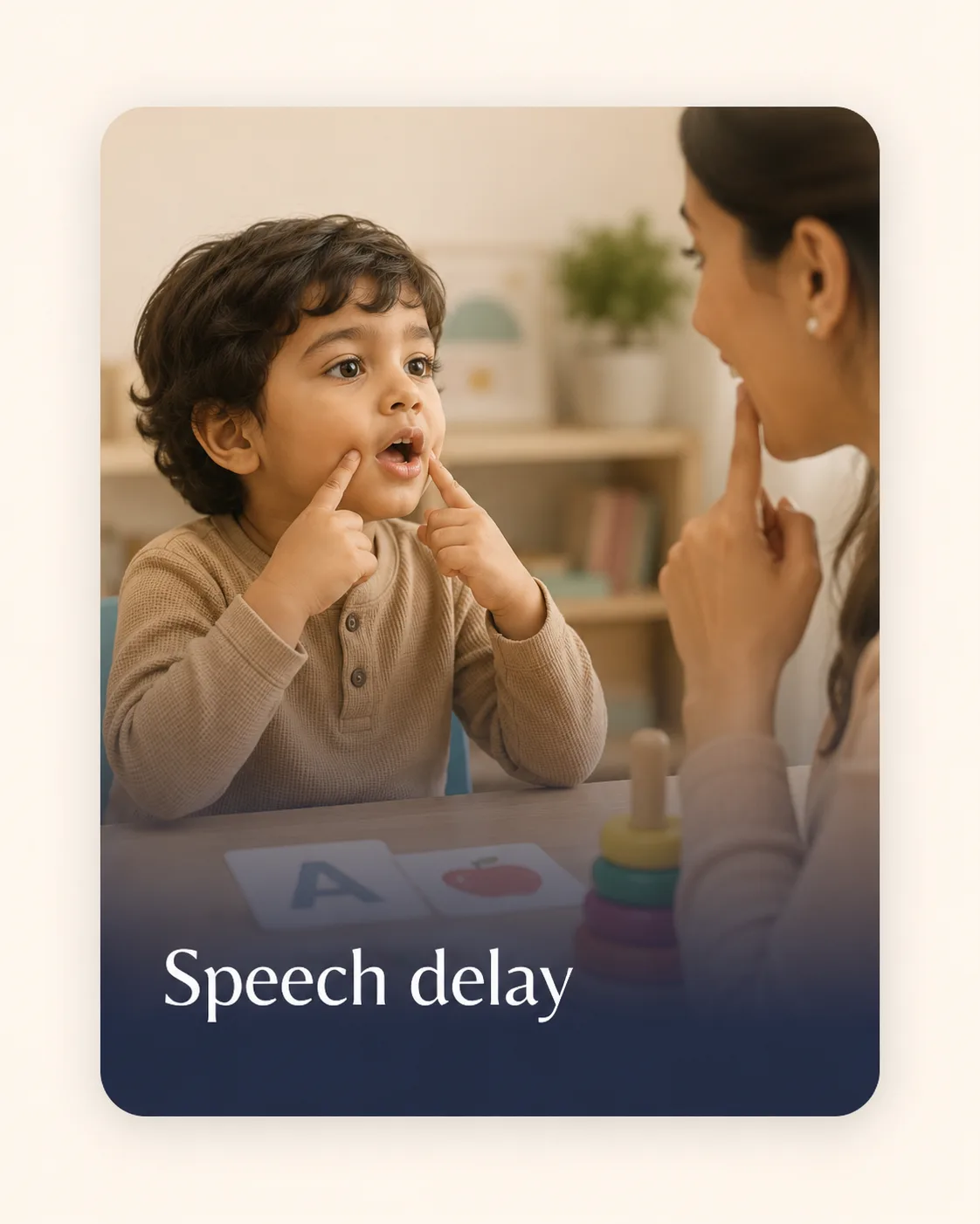 Child practising speech sounds with a therapist